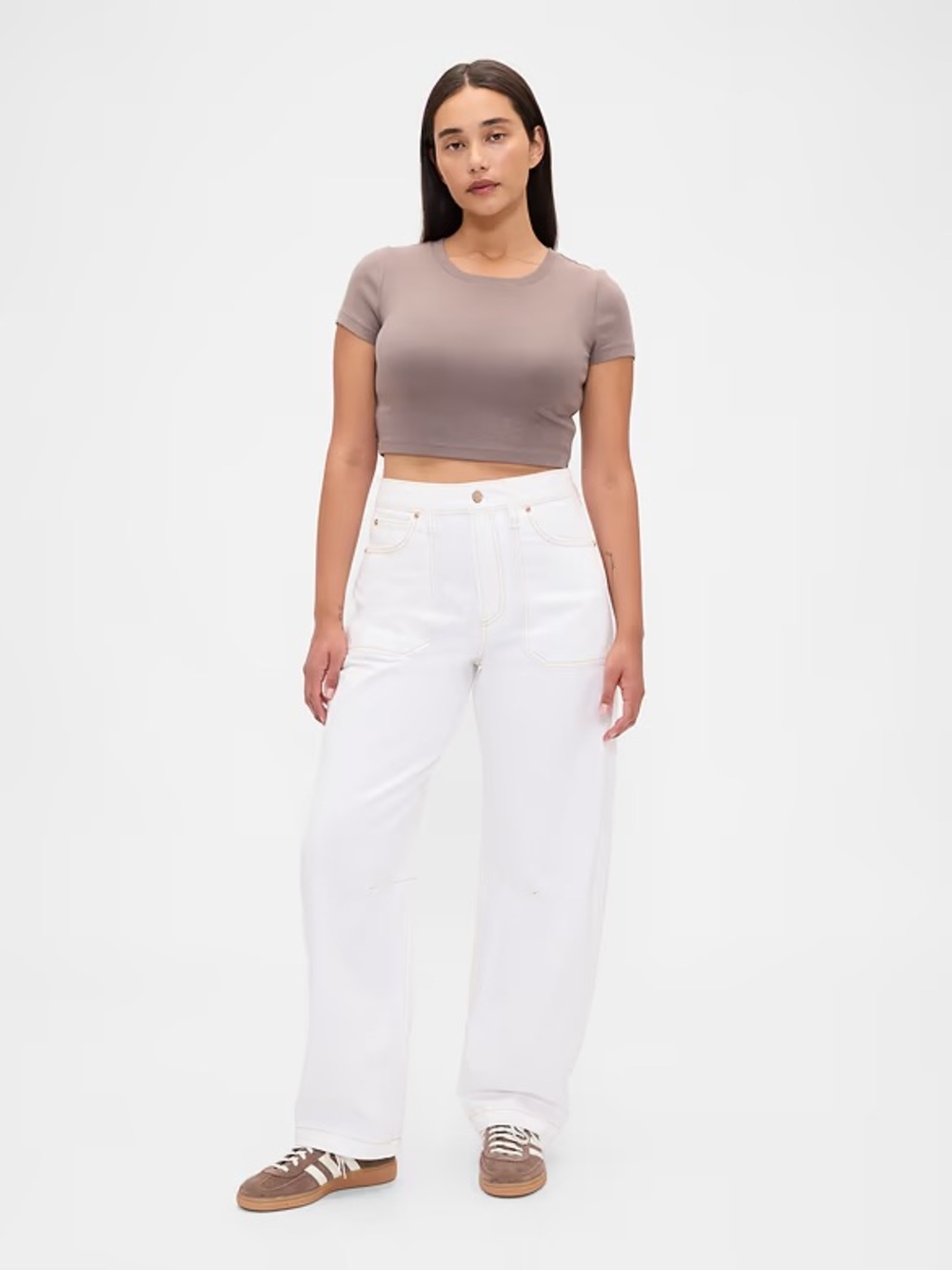 Gap Curvy High Rise Barrel Jeans in White Wash